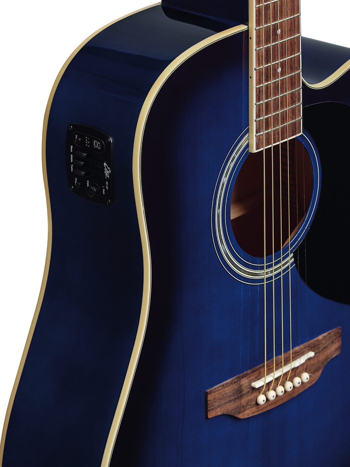 eko ranger cw eq blue sunburst visual note detail 1 eko ranger cw eq blue sunburst visual note detail 1